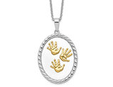 'Hand Prints' Pendant Necklace in Sterling Silver and Yellow Gold with Chain